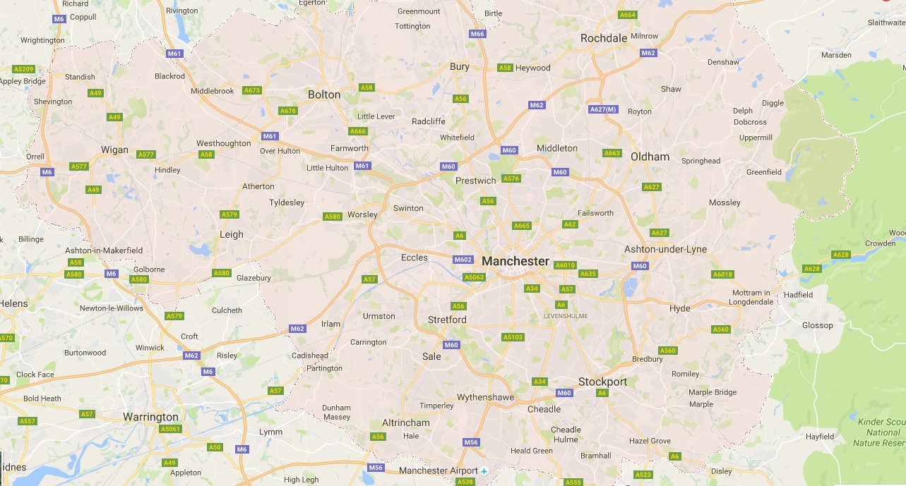 Greater Manchester Boundary Map