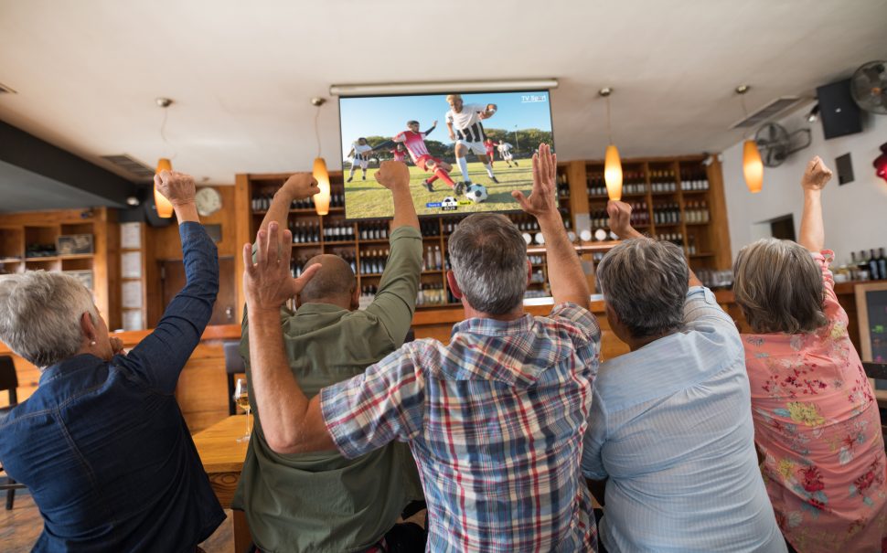 People watching football and celebrating