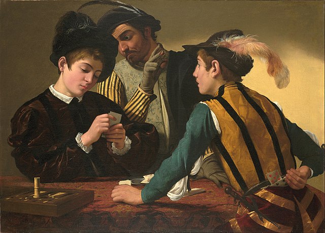 Source: Wikimedia Commons https://commons.wikimedia.org/wiki/File:Caravaggio_(Michelangelo_Merisi)_-_The_Cardsharps_-_Google_Art_Project.jpg