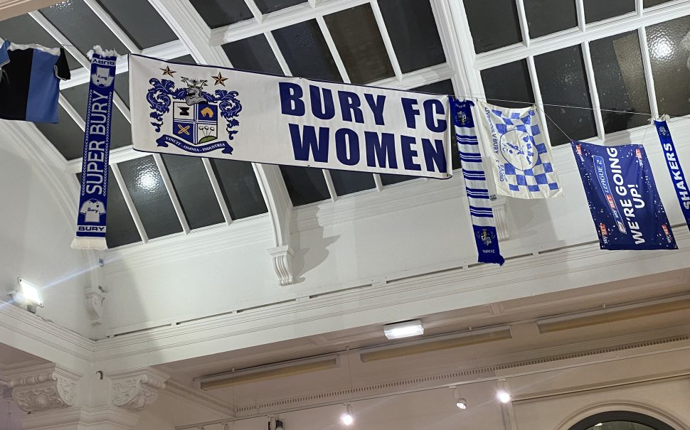 Bury FC Women scarf on display