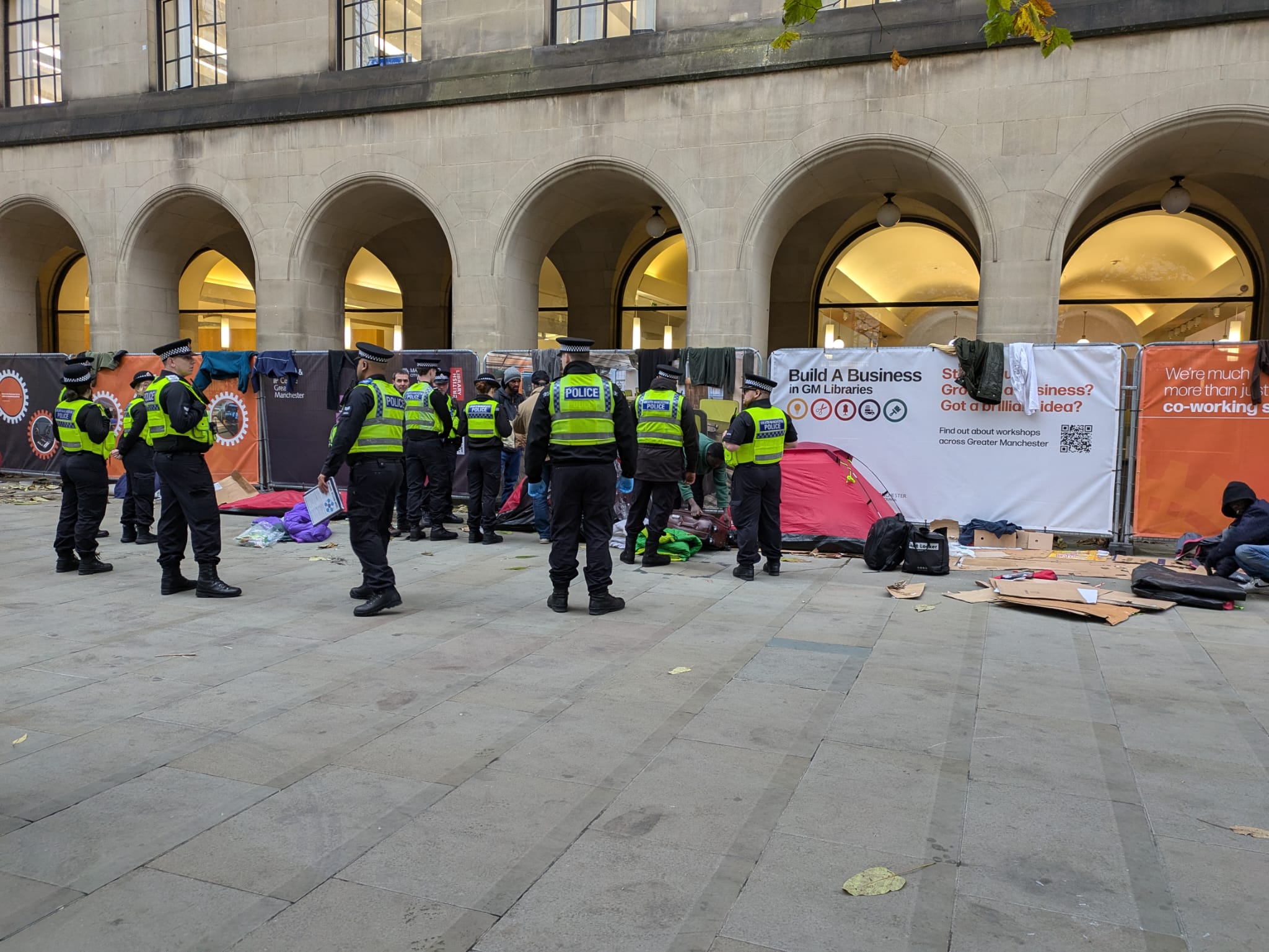 Police force homeless to move tents for Remembrance Day event