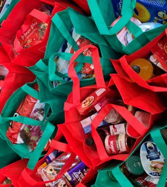 Bags of food donations