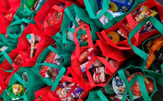 Bags of food donations