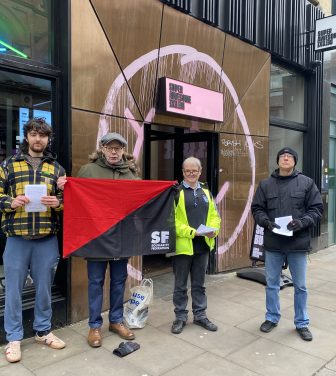 Manchester Almost Famous protest with SF Hospitality Workers' Union