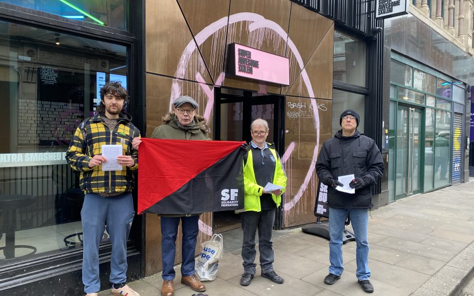 Manchester Almost Famous protest with SF Hospitality Workers' Union